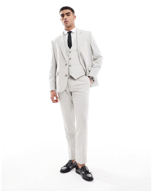 ASOS White Slim Suit Jacket With Wool for men