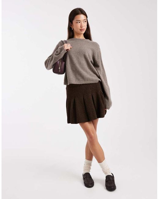Miss Selfridge Natural Pleated Knit Mini Skirt