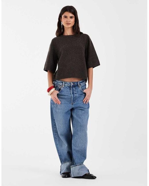 Vero Moda Brown Boxy Fit Soft Knitted Short Sleeve Top