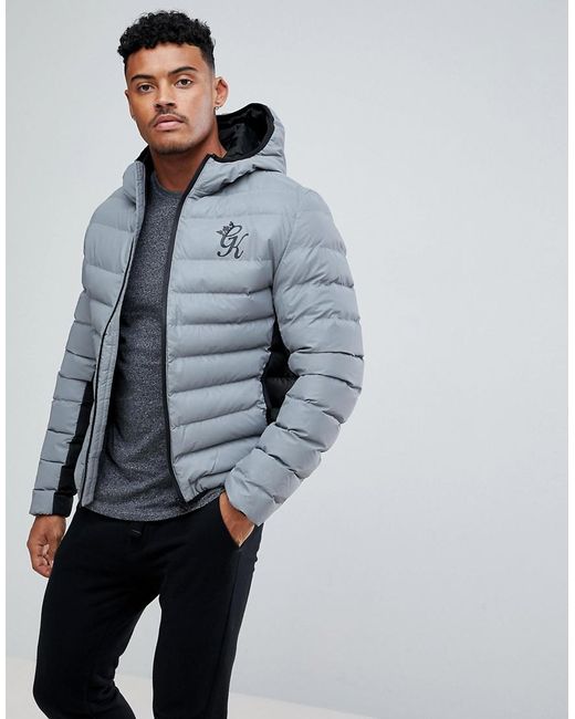 Gym King Gray Puffer Jacket In Reflective for men