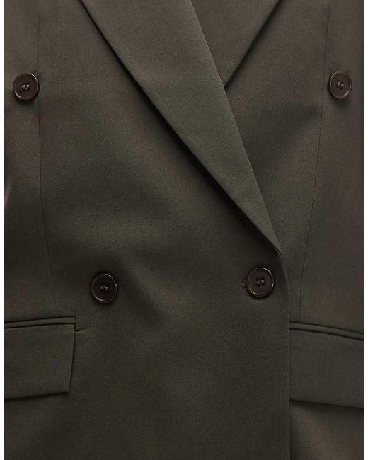ASOS Black Power Shoulder Double Breasted Suit Blazer