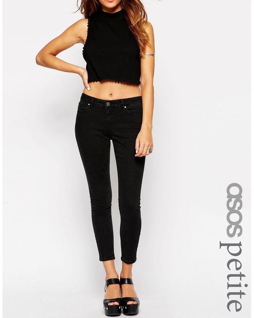 ASOS Petite Whitby Low Rise Skinny Jeans In Washed Black