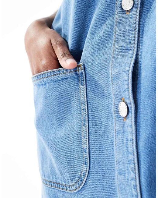 Miss Selfridge Blue Denim Button Down Pinafore Dress