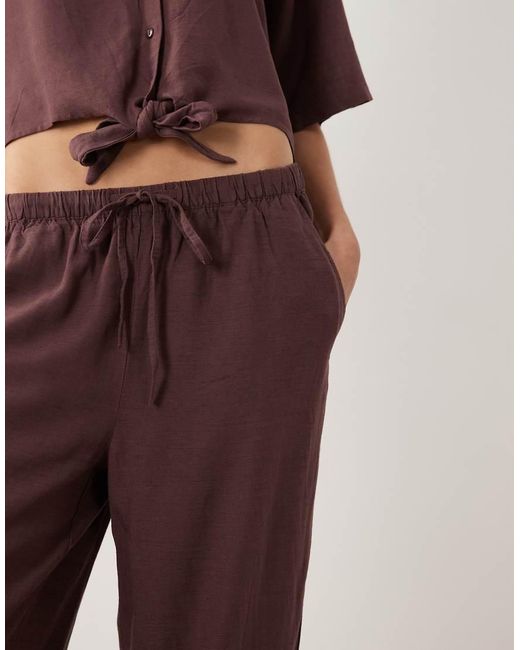 Jdy Brown Wide Leg Linen Mix Co-ord Trouser