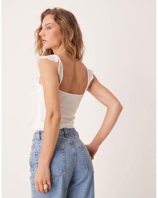 ASOS White Floaty Mesh Cami Top With Ruching