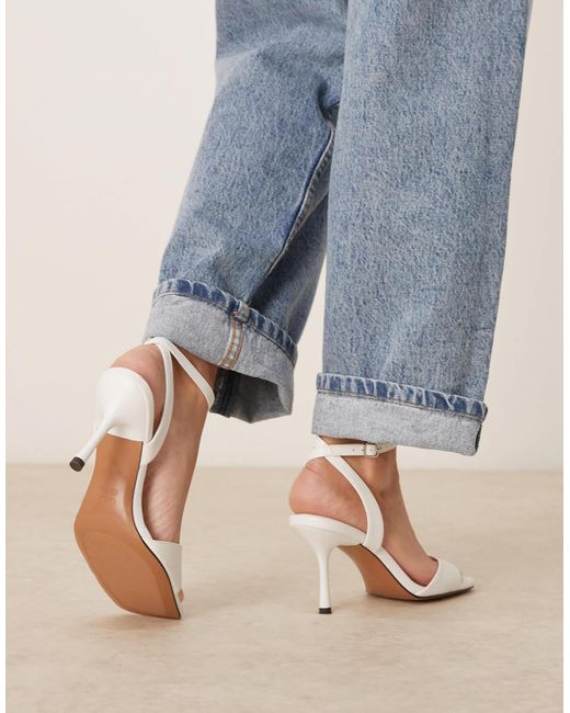 Asos Design Wide Fit Blue Hollow Barely There Heeled Sandals