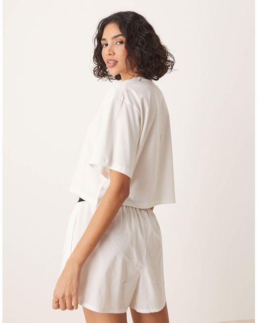 Calvin Klein White Pride Crop Pyjama T-shirt