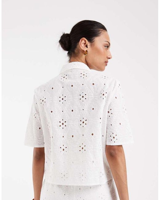 Vero Moda White Broderie Boxy Shirt