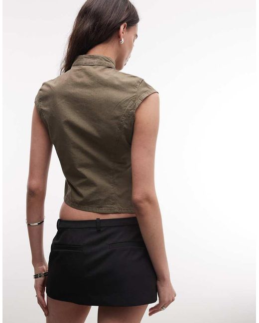 Weekday Multicolor Mock Neck Asymmetric Top With Seam Detail And Press Studs