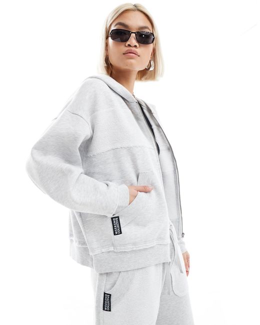Asos design - weekend collective - sweat à capuche entièrement zippé à coutures inversées - chiné ASOS en coloris White