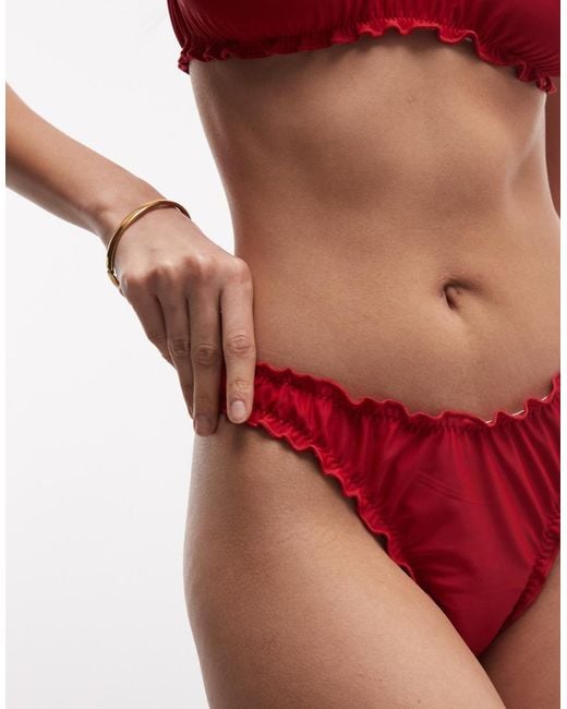 Collusion Red Frill Brazilian Bikini Bottoms