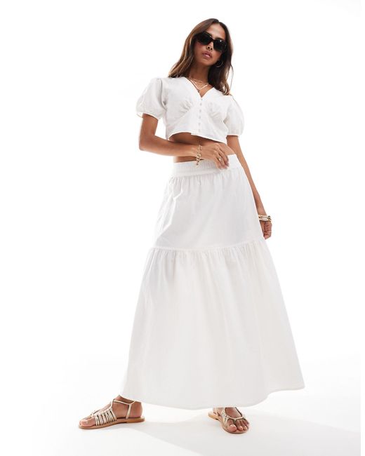Vero Moda White Tiered Maxi Skirt Co-ord