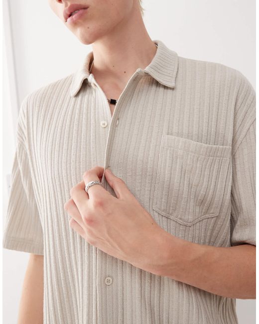 Weekday – geripptes jerseyhemd in White für Herren