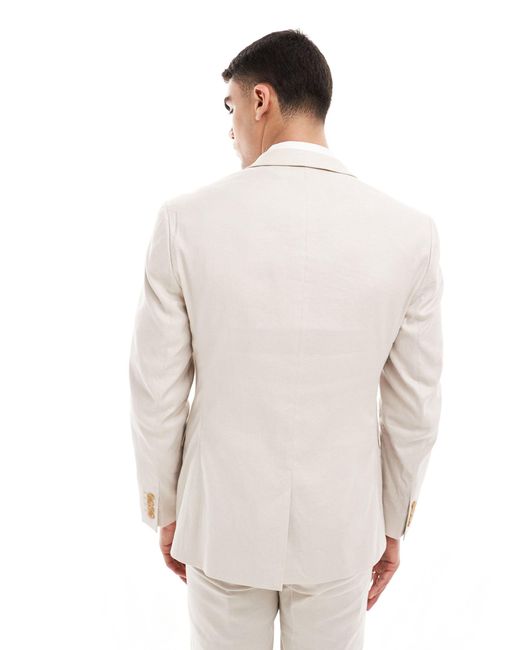 ASOS White Slim Linen Blend Suit Jacket for men