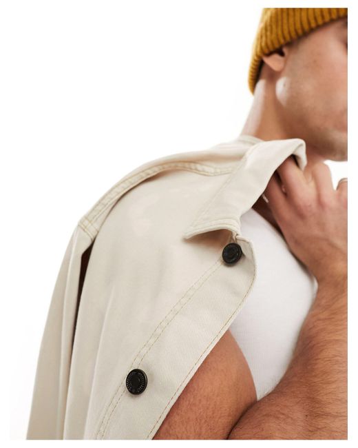 ASOS White Co-ord Cropped Boxy Harrington Jacket for men