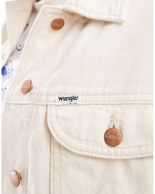 Giacca di jeans bianca stile western con ricamo del logo sul retro di Wrangler in White