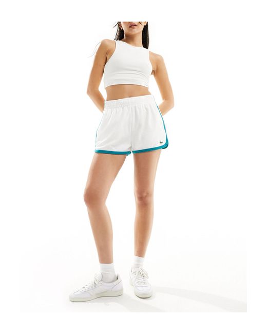 Lacoste White Towelling Shorts With Contrast Edge