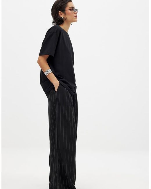 NA-KD Black Wide Leg High Waist Loose Trouser
