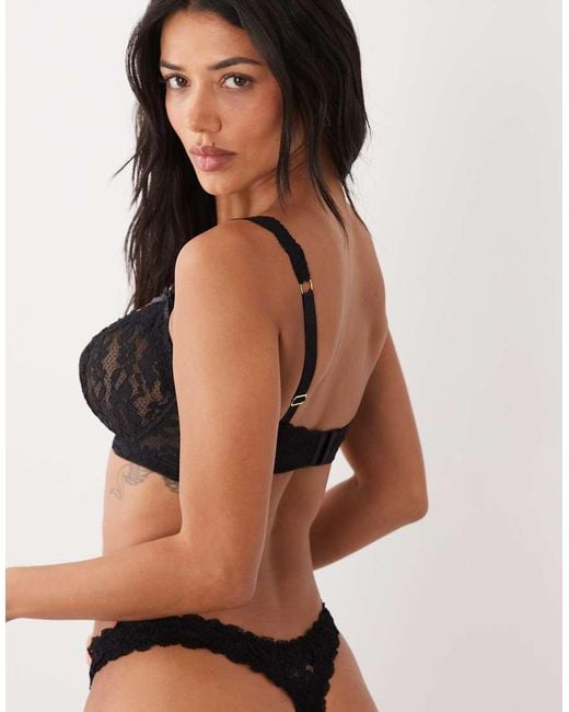 ASOS Black Fuller Bust Hazel All Over Lace Underwired Bra With Lace Trim