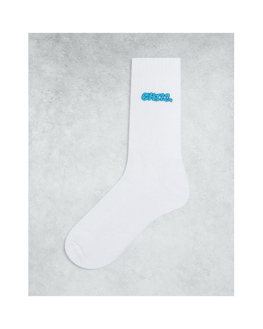 ASOS White Sock With Chill Embroidery for men