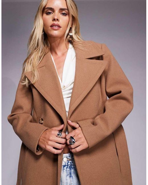 Forever New Brown Formal Wrap Coat