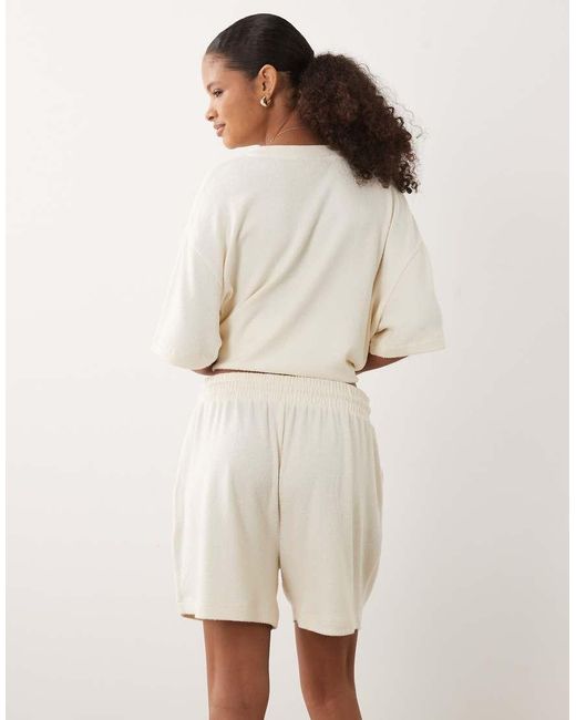 ASOS Natural Textured Knit Runner Shorts