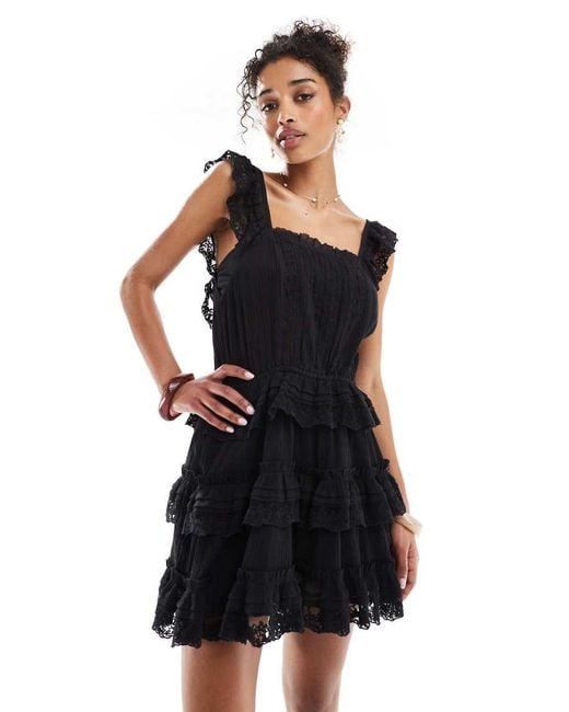 Miss Selfridge Black Beach Premium Cheesecloth Playsuit