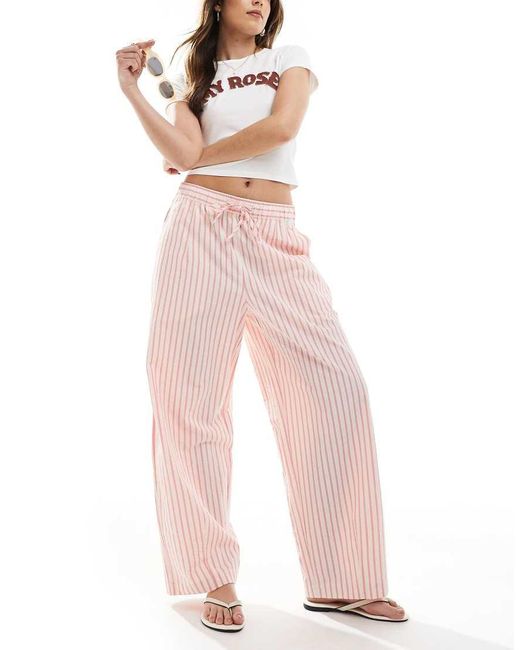 Pantalones A Rayas Rosas De Pernera Barrel Sin Cierres De Sirsaca De ASOS de color Pink