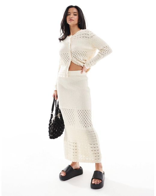 Vero Moda Natural Crochet Maxi Skirt Co-ord
