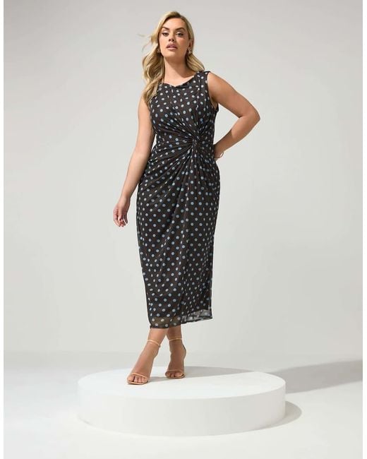 Yours Clothing Brown Polka Dot Maxi Dress