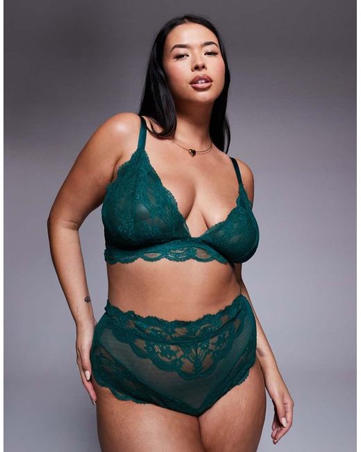 ASOS Green Asos Design Curve Lola Lace Longline Bralette