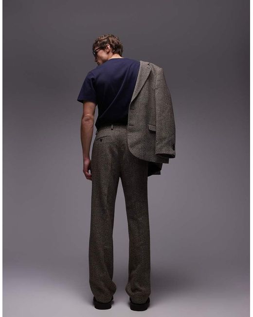 Topman Black High Waisted Relaxed Textured Suit Trousers for men