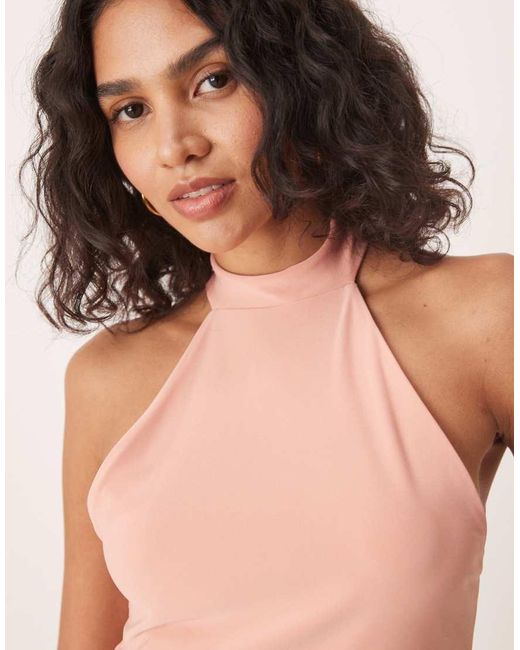 ASOS Blue Slinky High Neck Racer Tank Top