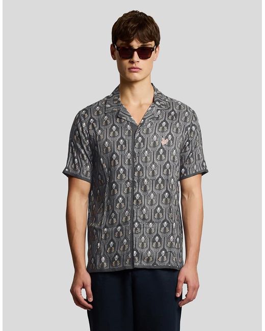 Lyle & Scott Gray Ss Woven Shirts Botanical Shirt for men