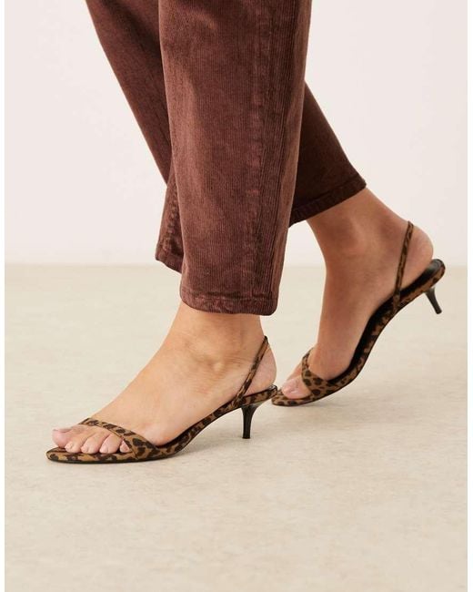 Mango Brown Minimalist Slingback Heeled Sandals