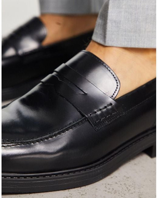 SELECTED Leren Loafers in het Black voor heren