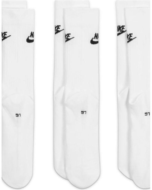 Nike White Everyday Essential 3 Pack Crew Socks