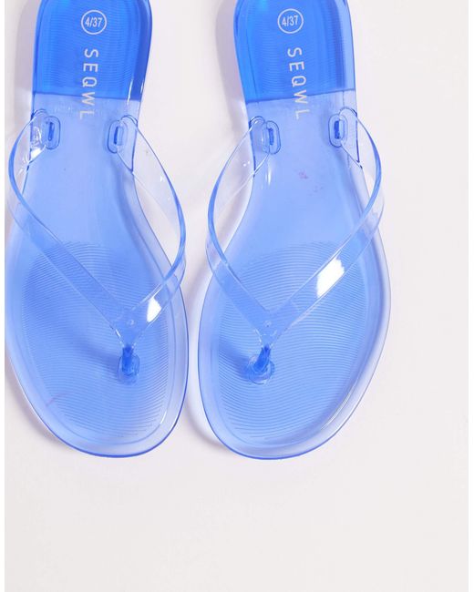 SEQWL Blue Jelly Flip Flops