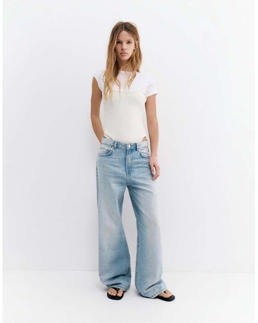 Pull&Bear Blue Mid-rise baggy Jeans