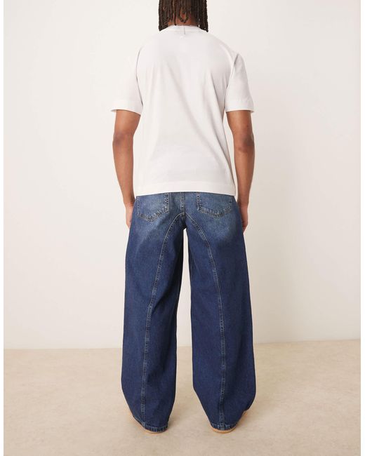 ASOS Blue Super baggy Jeans With Piping Seam Detail for men