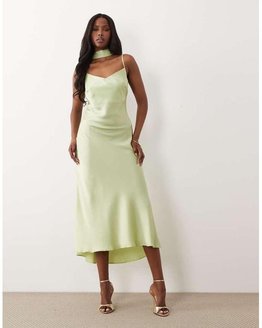 New Look Green Scarf Satin Cami Midi Dress