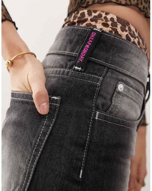 Cheap Monday Multicolor Poser Mid Rise Wide Leg Skater Jeans With Extreme Spray