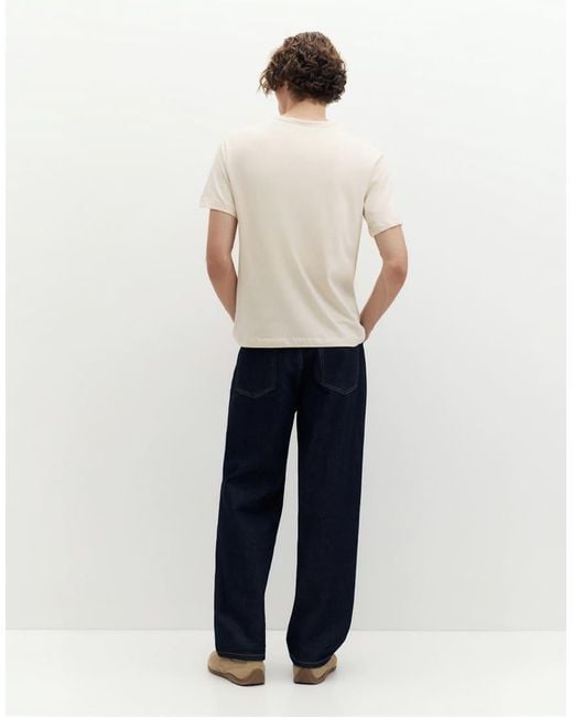 Pull&Bear White Slim Fit Basic T-shirt for men