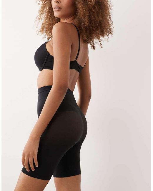 Spanx Black Sculpt Seamless High-waisted Mid-thigh Power Short With Non Slip Waistband