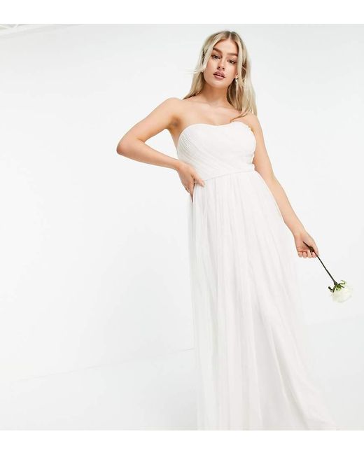 Anaya Petite White Anaya With Love Petite Tulle Bandeau Maxi Dress