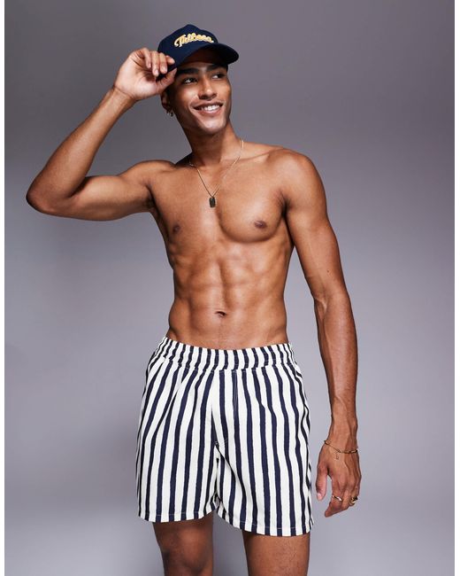 ASOS – halblange badeshorts in Blue für Herren