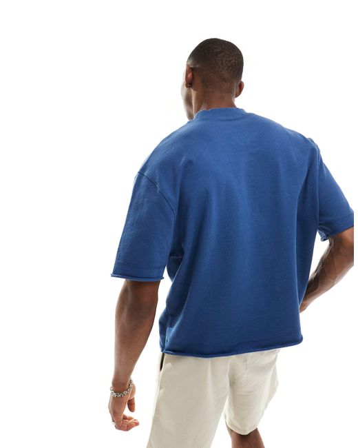 Camiseta azul extragrande con detalle ASOS de hombre de color Blue