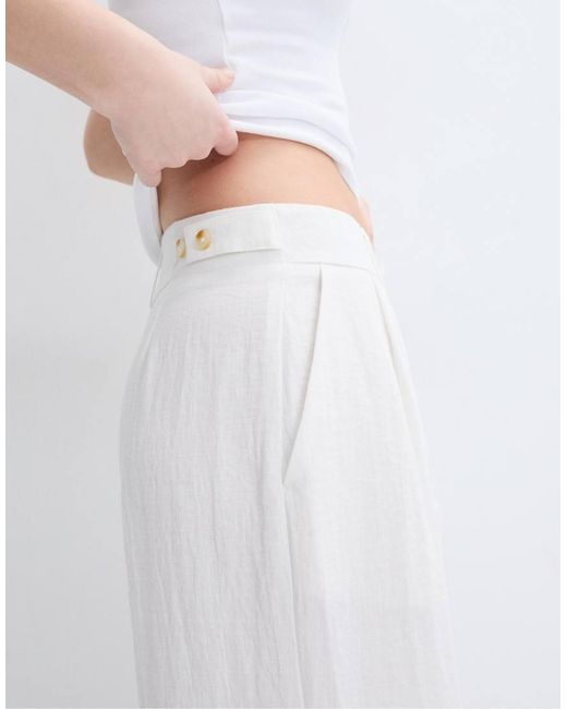 Stradivarius White Tall Adjustable Wide-leg Trousers
