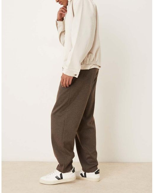 ASOS Natural Smart Pleated Oversized Tapered Trousers for men