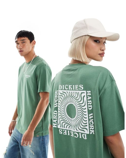 Exclusivité asos - - oatfield - t-shirt manches courtes imprimé au dos - foncé Dickies en coloris Green
